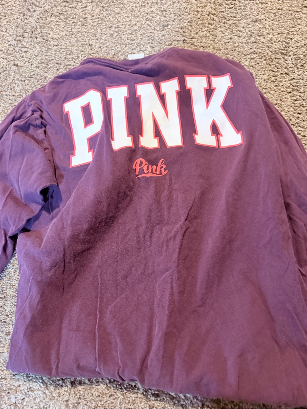 PINK Victoria's Secret Purple Long Sleeve Tee with White & Pink Logo